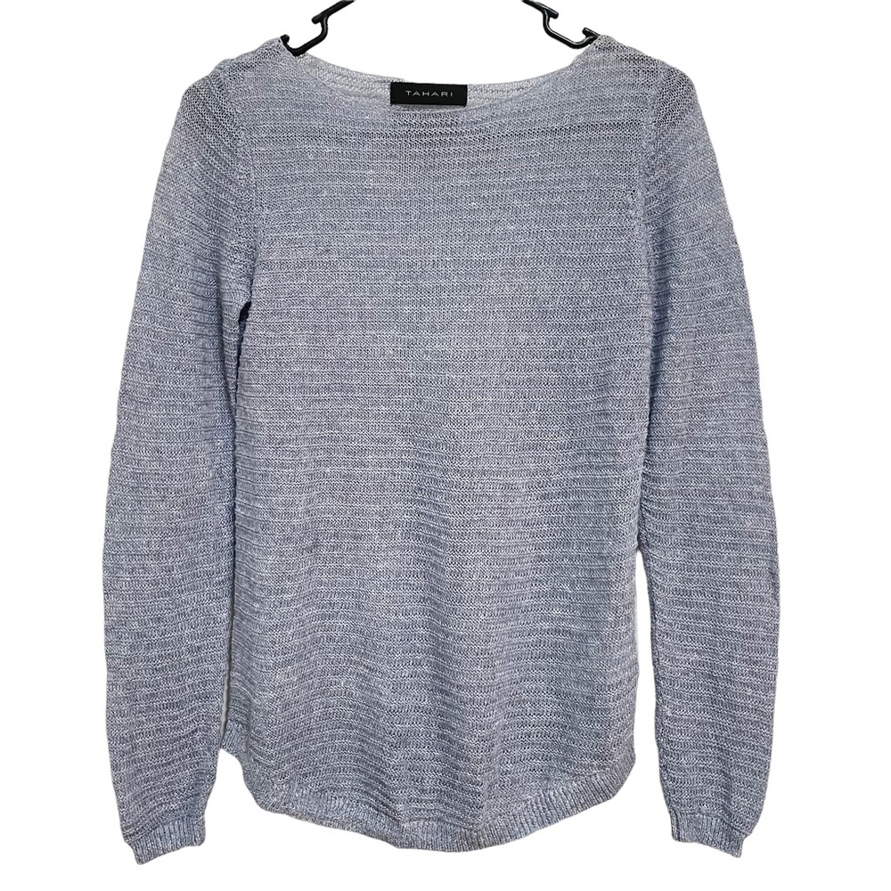 TAHARI linen knit top